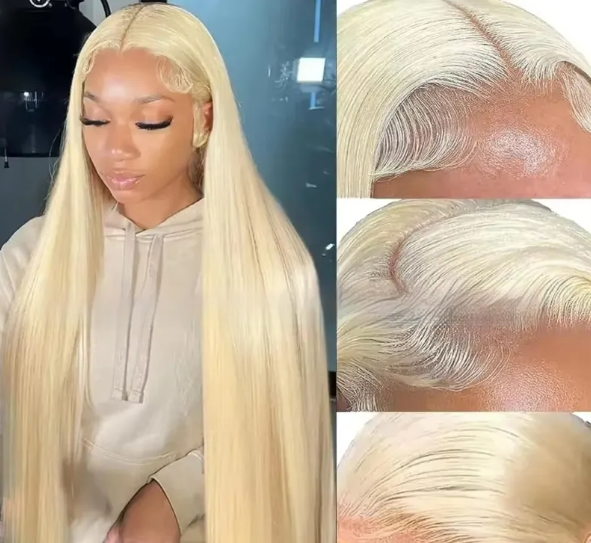 Perruque Lace Front Cheveux Naturels 100% Humains – Blond Platine 613 HairLuxeParis